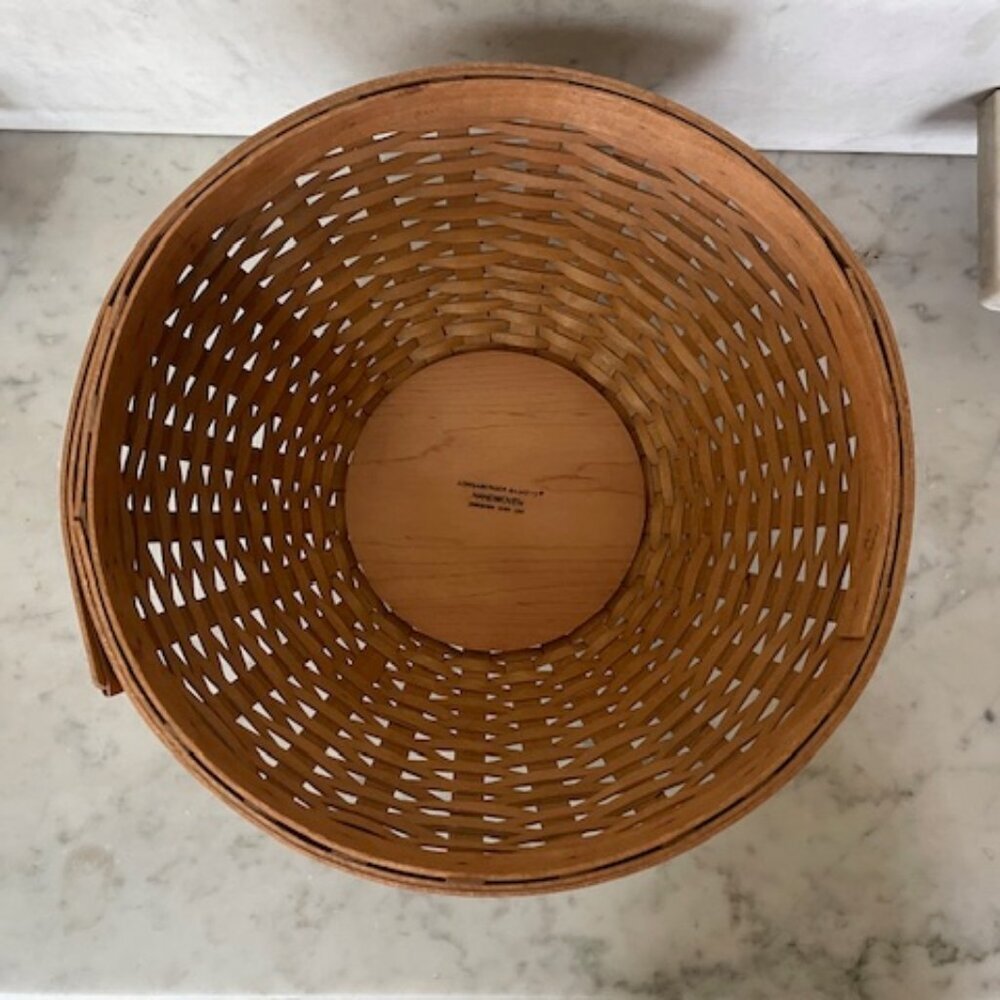 LONGABERGER Nantucket Woven Bowl Basket Large 11” Round Handwoven Brown Retired - Picture 6 of 15